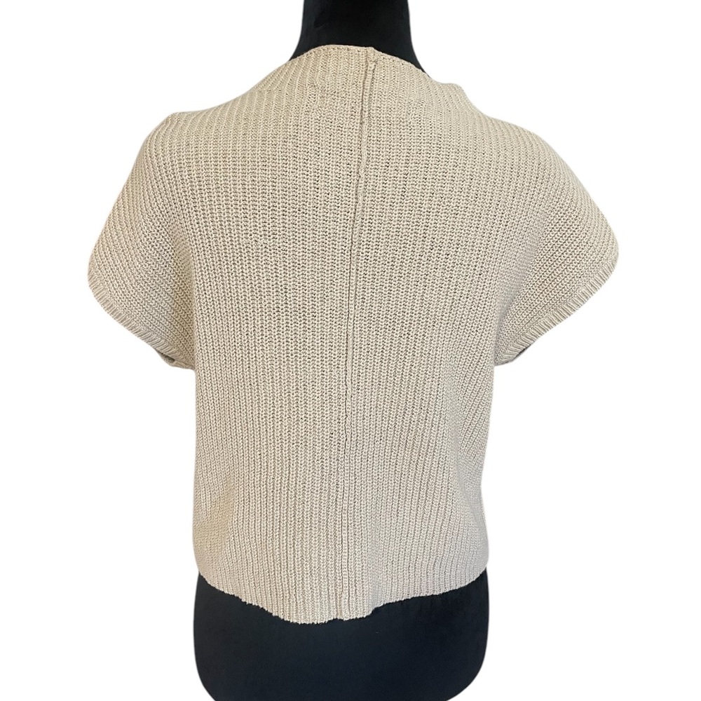 Free People Beige, tan Knit, ribbed Short Sleeve Sweater,cropped, XS, New - Picture 4 of 8
